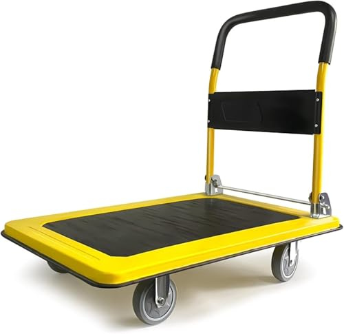 Carrello pieghevole con piattaforma in acciaio resistente, con ruote, carrello multiuso portatile per un facile trasporto, ideale per lo spostamento di merci e forniture.