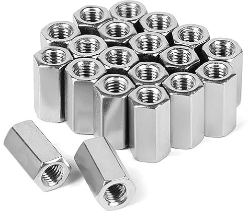 Lot de 20 manchons filetés M8 et écrous de connexion - M8 x 25 mm - Écrou long en acier inoxydable - Manchons filetés hexagonaux pour bricolage, industrie et construction mécanique