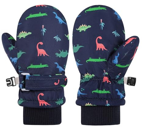 QKURT Guantes de Esquí para Niños, Guantes de Nieve de Invierno Impermeables, Snowboard Prueba de Viento, con Forro Polar para Niños y Niñas de 4 a 8 Años
