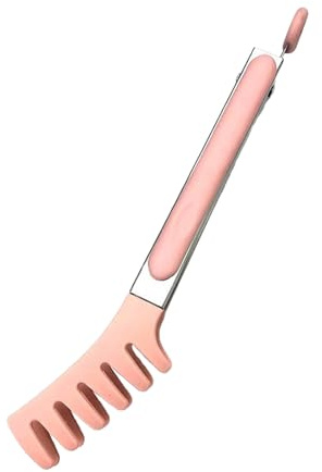 Pinzas para pasta de acero inoxidable con puntas de silicona, pinzas antideslizantes para servir pasta, espaguetis, cocina, utensilios de barbacoa (25,7 x 5,8 cm)