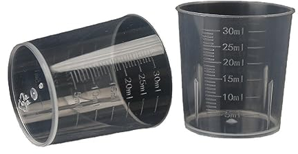 Distinct® 5pcs 30ml Plastic Liquid Measuring Cups Transparent Clear Plastic Graduated Kitchen Cooking Medicine Measure Tool