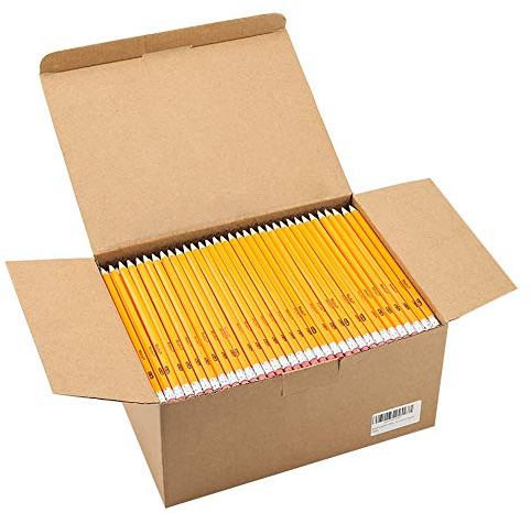 Madisi Wood-Cased #2 HB Pencils, Yellow, Pre-sharpened, Bulk Pack, 576 pencils in box