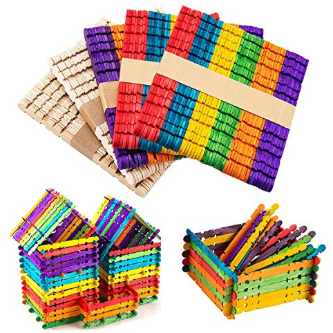 Allazone 250 Pz Bastoncini Legno Bastoni di Legno per Lavorazione Bastoncini di Legno Bastoncini Colorati Usato per Modello Artigianale, Decorazione, Design Artigianale, Educazione Dei Bambini