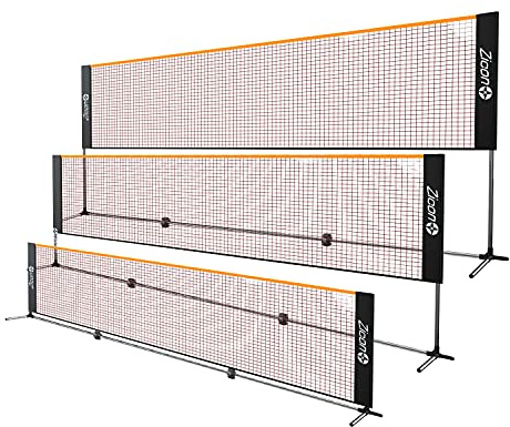 Zicon Portable Tennis Net,Stainless Steel Poles Badminton Net Set Adjustable Height Nylon Net with Carry Bag, for Kids Volleyball, Pickleball,Soccer, Indoor, Outdoor Court, Backyard, Beach, Driveway
