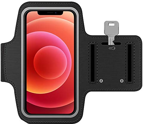 MMOBIEL Sports Armband Compatible with iPhone 16/16 Pro/15/15 Pro Max/14/14 Pro Max/13/13Pro/13 Pro Max/12/12Pro/12 Pro Max/11/11 Pro Max - 6.8 (Black) Soft Stretch Reflective Adjustable