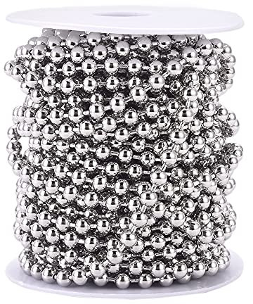 Cheriswelry 32.8Feet Ball Chain 5mm Stainless Steel Blind Beaded Pull Chain Extension with Spool for Jewellery Necklace Bracelet Making
