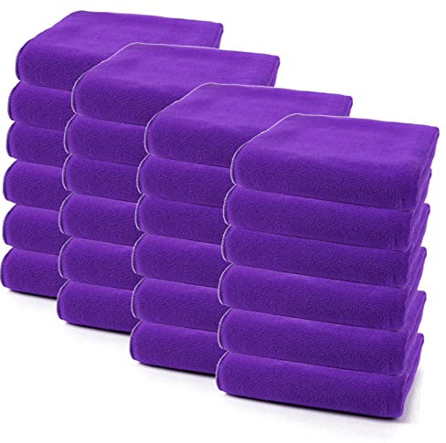 EWANTO 24x Mini Handtuch Gästehandtuch Waschlappen mit Aufhängeschlaufe 30 x 30 cm superweiche Mikrofaser Farbe: Flieder