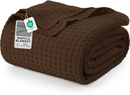 Utopia Bedding Couverture gaufrée en Coton 300 GSM (Brun - 274 x 228 cm), Couette Douce, légère et Respirante pour Toutes Les Saisons