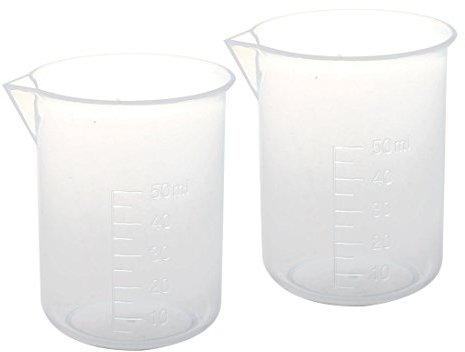 Herklotzn 2 unidades de 50 ml de laboratorio de plástico líquido líquido vaso medidor transparente