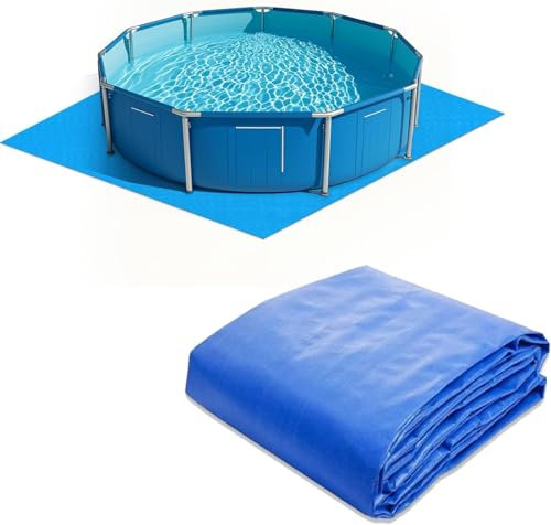 Pool Unterlage Outdoor. Poolunterlage Rechteckig Outdoor Blau. Pool Bodenschutzmatte Für Den Garten. Pool Unterlegmatte Für Den Sommer. Pool Matten Untergrund Gras Bedecken (275x275 cm)