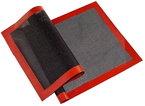 2 Pcs Silicone Oven Liner, Non Stick Bread Baking Mat Perforated Steaming Mesh Reusable Perforated Baking Sheet High Temperature Breathable Fiberglass Pastry Mat for Macarons Pizza Tarts Croissants