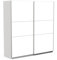 Demeyere Schiebetürschrank mit modernem Kleiderschrank – Farbe Weiß matt und Metall-Finish – 194,5 x 59,9 x 203 cm, Holzwerkstoff, grau