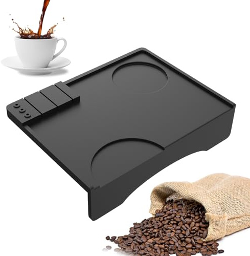 Coffee Tamper Mat, Almohadilla Prensador Cafe Mat De Silicona, Barista Accesorios Con Protección De Bordes Con Base, Alfombrilla De Manipulación De Café,Para Barista Hogar Cocina 19.5*14.7*2cm