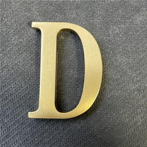 Adhesivo de Latón Macizo de 2.6 Pulgadas - Letras Inglesas y Números Autoadhesivos de Pared - Adorno de Alfabeto de Metal para Señalización de Dirección de Casa y Números de Puerta