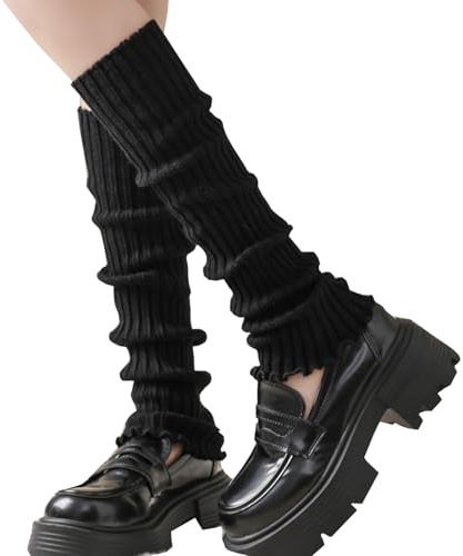 VUCDXOP Leg Warmers for Women for Winter,Knit Winter Thermal Warm Leg Warmers-Long Socks Boot Cuffs Topper Legging Pads For Women Lady Girls Best Xmas Gift (Y2k-Black)