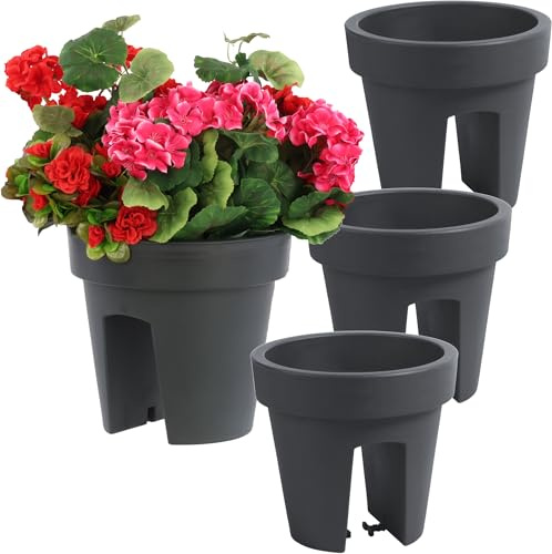 botle Uppsättning av 3 stycken balkonglådor blomlåda räckslåda balkonglåda räckmatta 24,5 cm | 5 l antracit balkong blomlåda oval
