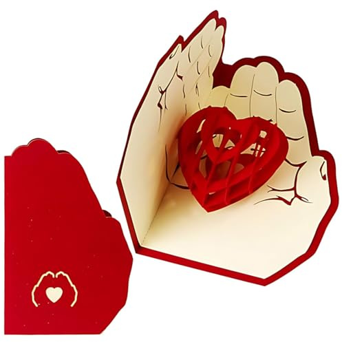 Tarjetas felicitación 3D emergentes cumpleaños, Tarjeta de felicitación pop-up 3D, Tarjeta de felicitación con amor, regalo cumpleaños, boda, Acción Gracias, marido amante, rojo
