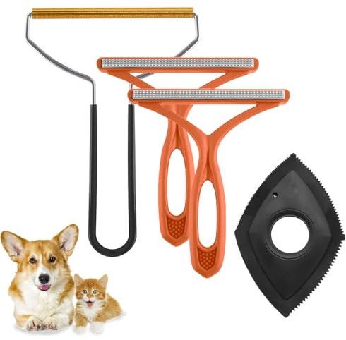 Fusselrasierer Tierhaarentferner, 4 Stück Tragbarer Fusselentferner, Katzenhaarentferner, Hundehaare Entfernen, Tierhaarentferner Bürste, Fusselbürste Kleiderbürste für Teppich, Sofa, Auto, Tierhaar