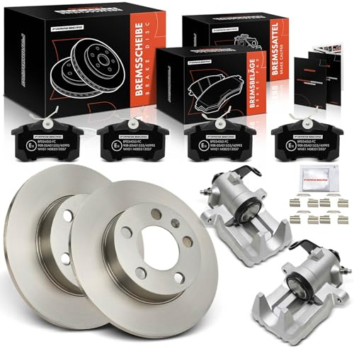 Frankberg 2x Pinza freno + 2x Dischi Freno + 4x Pastiglie Posteriore Diametro232mm Compatibile con A3 8L1 TT 8N3 Leon 1M1 Golf IV 1J1 Toledo II 1M2 O.c.t.a.v.i.a I 1U2 Replace# 1J0698451C