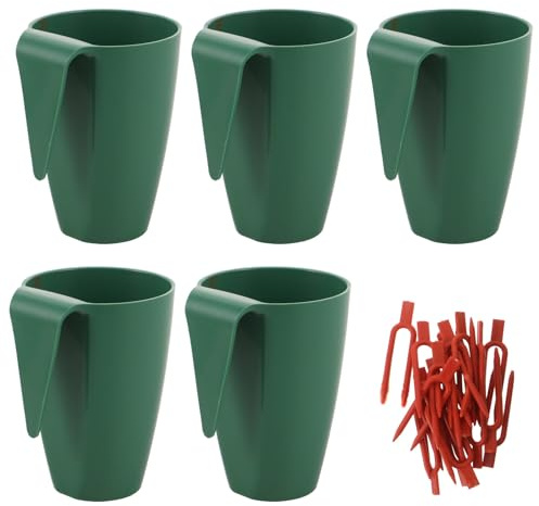 NUOBESTY Set da 5 Vasi per Fragole in Plastica con Forca per Piantare, Contenitori da Vivaio per Piante di Ortaggi e Piante Succulente, Vasi da Giardino con Drenaggio per Coltivazione