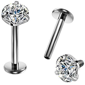 OUFER 16G G23 Tinta Titanio Labret Piercing Internamente Filo Lip Anello Chiaro CZ Trago Helix Piercing Orecchini Cartilagine