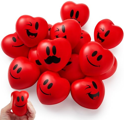 JOYIN 15 PCS Valentines Day Heart Shaped Stress Relief 3“ Balls for Kids Party Favors, School Classroom Exchange Prizes Gift