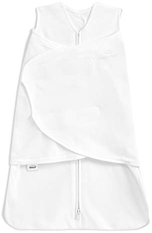 HALO Baby Sleeping Bag Swaddle | 1.5 TOG SleepSack | 100% Cotton, White Sleeping Sack For Newborn Babies | Easy Zip Access Nappy Change | Wearable Blanket Grow Bag | Boys & Girls, 0-3 Months