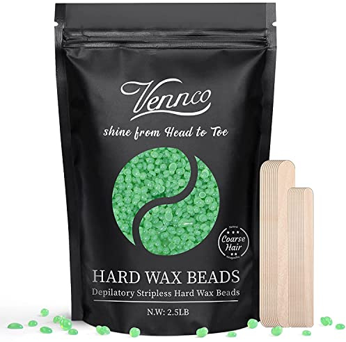 VENNCO 2.5lb Aloe Wax Beads - Hard Wax Beans for Coarse Hair Removal, Gentle Large Refill for Wax Warmer Kit, At-Home & Professional Smooth Waxing for Sensitive Skin Brazilian Bikini Face Eyebrow Leg