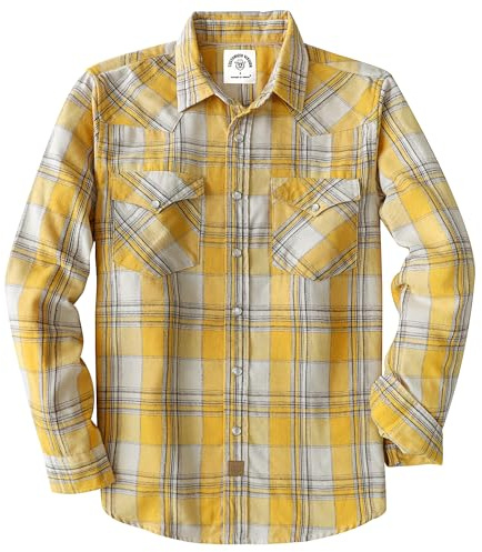 Dubinik® flanellskjorta herr Långärmad flanellskjorta herr Pearl Snap Western Denim Vintage Pocket Rutig skjorta
