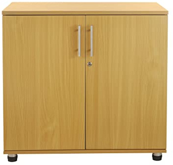 MMT Storage Cupboard, Storage Cabinet Desk Height 2 Door Lockable Bookcase 75cm Tall (Brown, 27kg)