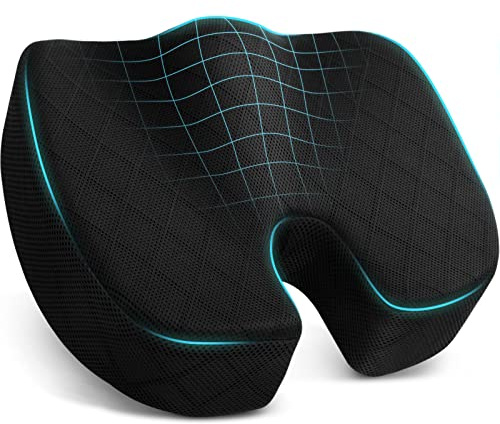 TushGuard Seat Cushion, Office Chair Cushions, Car Seat Cushion, Non-Slip Sciatica & Back Coccyx Tailbone Pain Relief Chair Pad for Computer Desk, Wheelchair, Driving (Black, X-Large)