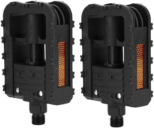 BuyWeek Fahrradpedale, 1 Paar Fahrrad Klapppedale, Fahrrad Kunststoff Klapppedal mit Anti-Rutsch und Reflektoren für Pedelec MTB Klapprad Rennrad (Schwarz)