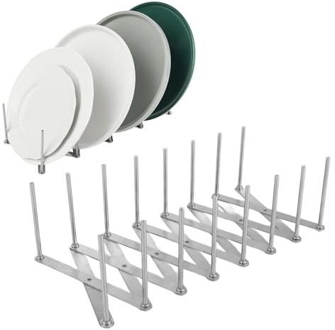AKOLAFE 2 Stück Topfdeckelhalter Edelstahl Deckelhalter Tellerhalter Verstellbarer Topfdeckel Aufbewahrung Rippchenhalter Tellerregal Tellerständer Metall für Küche, Töpfe, Pfannen, Deckel, Geschirr