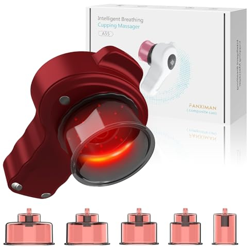 Fanximan Schröpfen Set - Kombiniertes Smart Rotlicht Elektrisches Schröpftherapie Massagegerät - Split Vakuum Gua Sha Schröpfen Therapie - 2 Modi, 6 Schröpfköpfe, 12 Saugstufen