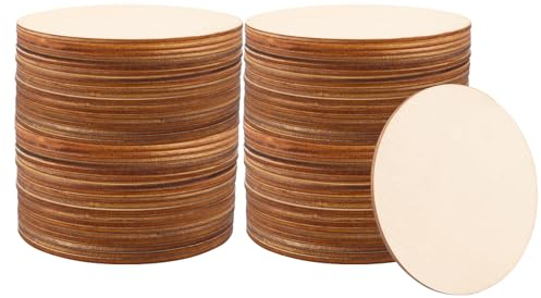 WOPPLXY 100 Stück Holzplatte Rund Natürliche, Holzscheiben zum Basteln, Holzscheiben 10cm für Bemalen, DIY Dekoration, Handwerke, Untersetzer, Tags