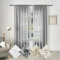 WOLTU Gardine, Schiebegardine für Wohnzimmer Schlafzimmer, mit Kräuselband, Leinenoptik, Halbtransparent Voile modern, 135 x 245 cm, Grau