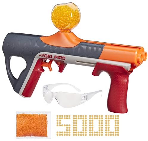 Nerf Pro Gelfire Quadrant Blaster, 150 FPS, 5,000 Gelfire Rounds, 4 Round Slam Fire, 400 Round Hopper, Eyewear, Ages 14+