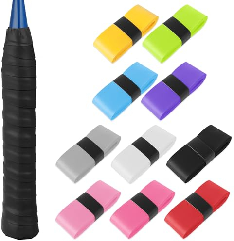 Oruola 10 Stück Badmintonschläger Griffband,Griffband Tennisschläger Bunt,Anti-Rutsch Tennis Grip Band,Tennisschläger Band,Tennisband für Schläger,Padel,SchläGer,Baseball