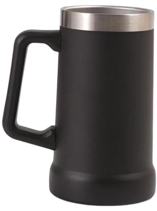 curfair Stainless Steel Beer Tankard 700ml Insulated Stein Mug with Double Wall Insulation Thermal Tumbler for Cold Drinks Shatterproof Adventure Drinking Black