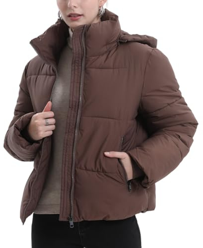 PUFFIT Women Puffer Jacket Hood Winter Water Repellent Wind-resistant Ladies Classic Quilted Padded Coat Big Pocket