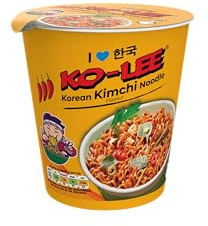 KO-LEE Korean Cup Kimchi Instant Noodles – Vegetarian Friendly, Ready in 3 Minutes, Korean-Style Ramen Noodle Pot | 65g (Pack of 6)