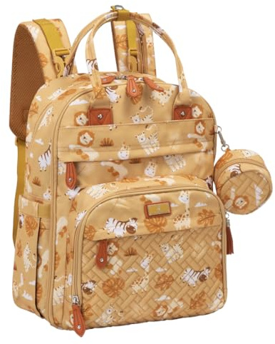 BabbleRoo Diaper Bag Backpack - Baby Essentials Travel Tote - Multi Function Water-Resistant Diaper Bag, Travel Essentials Baby Bag with Changing Pad, Stroller Straps & Pacifier Case - Unisex, Safari