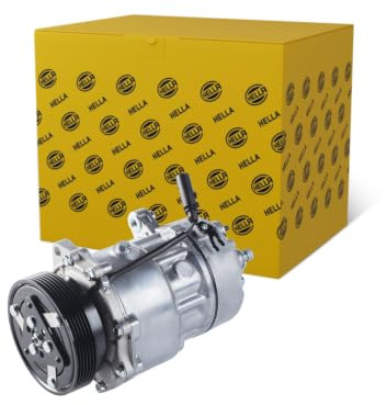 HELLA 8FK 366 201-791 Compresor, aire acondicionado - SD7V16 - 12V - R 134 a - PAG 46 - 125ml - con acoplamiento magnético/con junta tórica/con aceite de compresor PAG