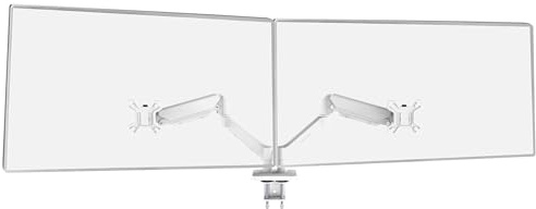Mars Gaming MARM-PRO2, Soporte para Monitor Dual con Doble Muelle de Gas hasta 27”, Movimiento Articulado 360° y Altura Regulable, Compatible con VESA 75x75 y 100x100, Blanco