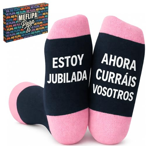 MEFLIPA Regalos Jubilacion Hombre Mujer Originales Calcetines Divertidos Graciosos Jubilado Regalo Broma Despedida Trabajo Original Jubilada Feliz Cumpleaños Abuelo Abuela Papa Mama Compañero