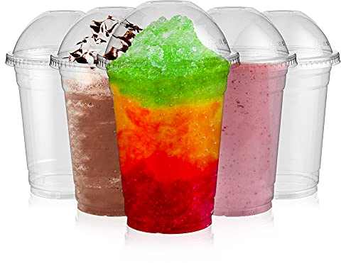 Signature Packaging - Plastic Smoothie Cups with Dome Lids - 12oz (354ml) 50 Pack - Heavy Duty