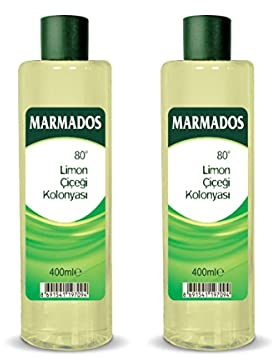 2 x 400 ml Marmara Marmado Limon Kolonya 80° | Eau de Toilette Citron | Lotion après-rasage | Soin du rasage | Après-rasage