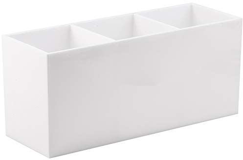 Tbestmax Makeup Brush Holder Organizer Cosmetic Brushes Container Storage 3 Slots - Great for Vanity (White)