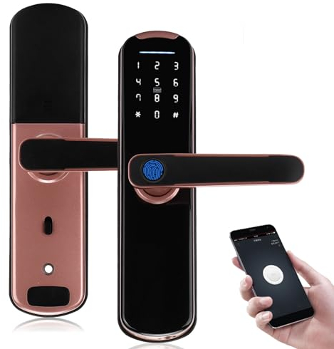 Serrure de Porte à Empreinte Digitale Intelligente Entrée sans Clé Serrure de Porte à Empreinte Digitale Poignée de Porte Intelligente électronique Verrouillage de Levier de Porte Antivol Mot de Passe
