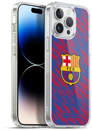 Head Case Designs Officially Licensed FC Barcelona Glitch Crest Patterns Gel Case [Military Grade Protection] Compatible With Apple iPhone 13 Pro Max